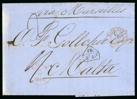 Stamp of Malta 1866 Stampless incoming entire from Holland with Edam