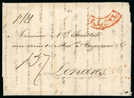Stamp of Malta 1811 Entire addressed to London rated '1/4' showing