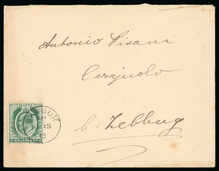 Stamp of Malta 1913 Locally used envelope to Zebbug franked Malta