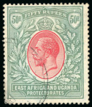 Stamp of Kenya, Uganda and Tanganyika » Kenya, Uganda and Tanganyika 1912-33, used collection neatly written up on pages with 1912-22 to 50R