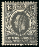 Stamp of Kenya, Uganda and Tanganyika » Kenya, Uganda and Tanganyika 1921 wmk Script CA 1c black with inverted watermark used