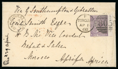 Stamp of Great Britain » 1854-1900 Postal History of the Perforated Line Engraved and Surface Printed Issues 1868 Incoming envelope from England franked 6d violet