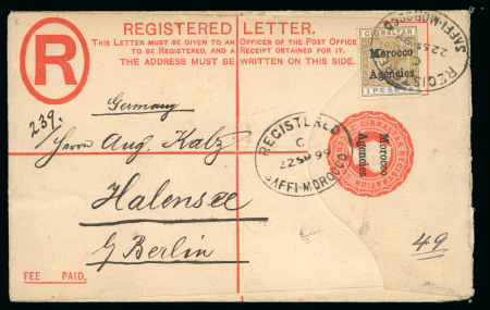 Stamp of Morocco Agencies (British Post Offices) SAFFI: 1899 (22 SP) Mrocco Agencies 20c registered