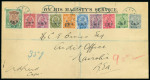 Stamp of Tanganyika » Mafia Island British Occupation 1915 "G.R Post Mafia" in blue or bluish green on I.E.F. ovpt set of 10 on His Majesty's Service cover