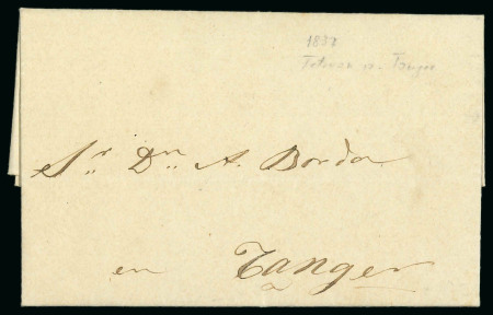 Stamp of Morocco Agencies (British Post Offices) 1837 Entire from Tetuan to Tangier dated 22 10 addressed