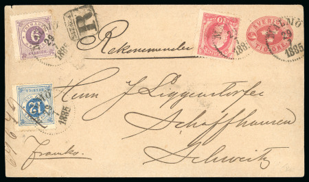 Stamp of Sweden 188510 Ore postal stationery envelope registered to