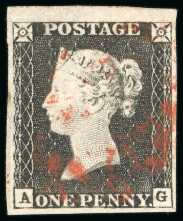 Stamp of Great Britain » 1840 1d Black and 1d Red plates 1a to 11 1840, 1d black pl.1a AG with good to very large margins, light strike of red MC