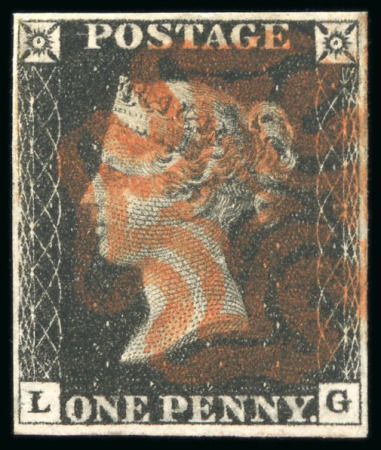 Stamp of Great Britain » 1840 1d Black and 1d Red plates 1a to 11 1840, 1d black pl.1b LG with four margins and red MC