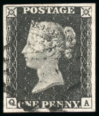 Stamp of Great Britain » 1840 1d Black and 1d Red plates 1a to 11 1840, 1d black pl.1b QA with four good to large margins