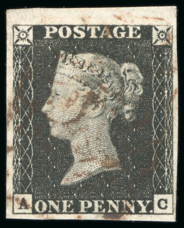 Stamp of Great Britain » 1840 1d Black and 1d Red plates 1a to 11 1840, 1d black pl.1b AC with good margins, large (part marginal) at top and inverted watermark