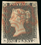 Stamp of Great Britain » 1840 1d Black and 1d Red plates 1a to 11 1840, 1d black pl.2 NC with four good to large margins,
