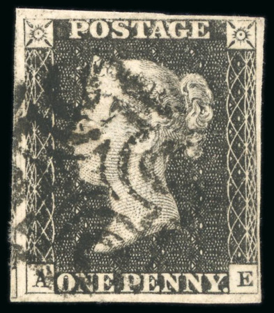 Stamp of Great Britain » 1840 1d Black and 1d Red plates 1a to 11 1840, 1d black pl.3 AE with close to large margins and neatly struck black MC