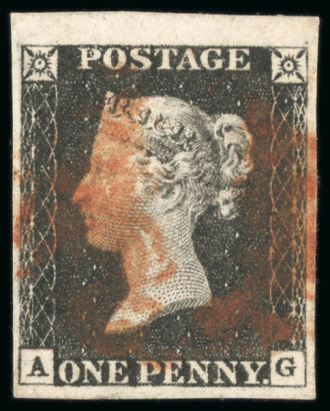 Stamp of Great Britain » 1840 1d Black and 1d Red plates 1a to 11 GB 1840, 1d black pl.3 AG with four margins, large part margin at top with good margins elsewhere