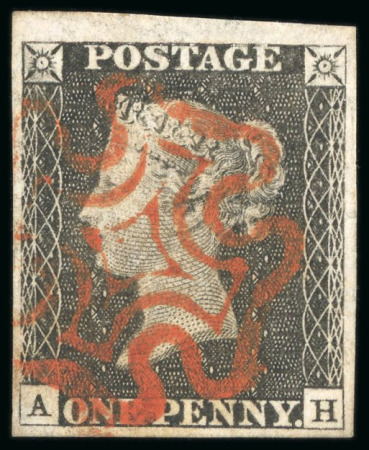 Stamp of Great Britain » 1840 1d Black and 1d Red plates 1a to 11 1840, 1d black pl.3 AH with four good to large margins,