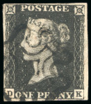 Stamp of Great Britain » 1840 1d Black and 1d Red plates 1a to 11 1840 1d black pl.4 DK with four margins and neat black