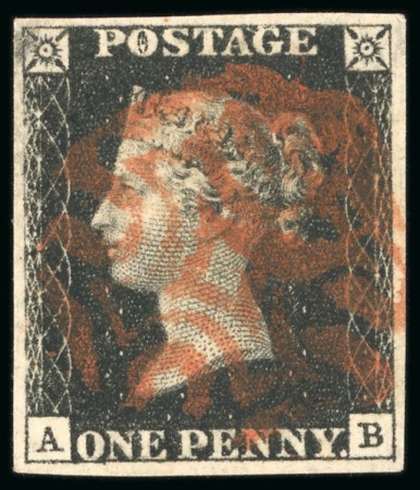Stamp of Great Britain » 1840 1d Black and 1d Red plates 1a to 11 1840, 1d black pl.5 AB with four good margins and red MC