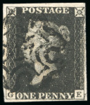Stamp of Great Britain » 1840 1d Black and 1d Red plates 1a to 11 1840, 1d black pl.5 GE with close to very good margins