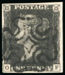 Stamp of Great Britain » 1840 1d Black and 1d Red plates 1a to 11 1840, 1d black pl.5 OF with close to very good margins, very fine black MC