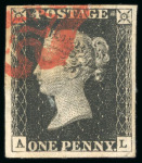 Stamp of Great Britain » 1840 1d Black and 1d Red plates 1a to 11 1840, 1d black pl.6 AL with four good to large margins, used