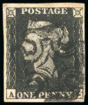 Stamp of Great Britain » 1840 1d Black and 1d Red plates 1a to 11 1840, 1d black pl.7 AE with four good to large margins