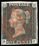 Stamp of Great Britain » 1840 1d Black and 1d Red plates 1a to 11 1840, 1d black pl.8 RF with close to good margins and red MC