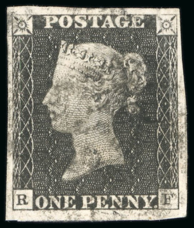 Stamp of Great Britain » 1840 1d Black and 1d Red plates 1a to 11 1840, 1d black pl.8 RF with four good to large margins, somewhat indistinct black MC, showing the scarce state 2 second repair 