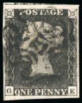 Stamp of Great Britain » 1840 1d Black and 1d Red plates 1a to 11 1840, 1d black pl.9 GE with fine to very large margins