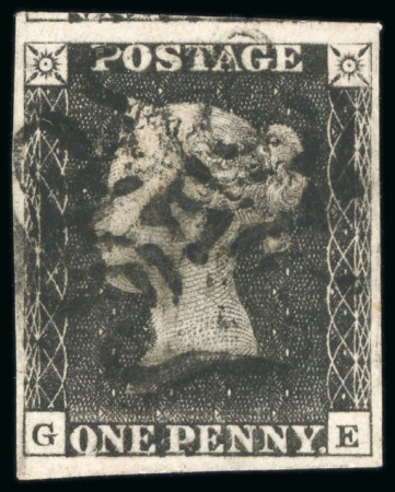 Stamp of Great Britain » 1840 1d Black and 1d Red plates 1a to 11 1840, 1d black pl.9 GE with fine to very large margins