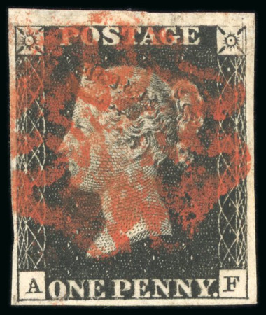 Stamp of Great Britain » 1840 1d Black and 1d Red plates 1a to 11 1840, 1d black pl.9 AF with four margins and a bold
