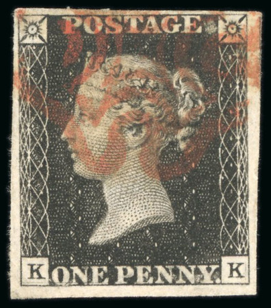 Stamp of Great Britain » 1840 1d Black and 1d Red plates 1a to 11 1840, 1d black pl.9 KK with red MC along with matched in 1d red pl.9 KKd