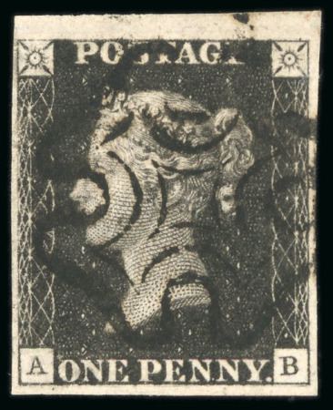 Stamp of Great Britain » 1840 1d Black and 1d Red plates 1a to 11 1840, 1d black pl.9 AB with fine to very large margins and neat black MC, from state 2, the second repair