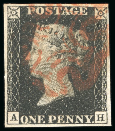 Stamp of Great Britain » 1840 1d Black and 1d Red plates 1a to 11 1840, 1d black pl.10 AH with fine to good margins and red MC
