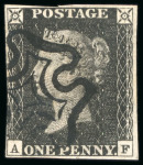 Stamp of Great Britain » 1840 1d Black and 1d Red plates 1a to 11 1840, 1d black pl.11 AF, just touched at left otherwise fine margins, crisply struck black MC