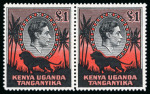 Stamp of Kenya, Uganda and Tanganyika » Kenya, Uganda and Tanganyika 1938-54 mixed part set in horizontal pairs comprising