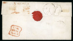 Stamp of Great Britain » 1840 1d Black and 1d Red plates 1a to 11 1840, 1d black pl.10 AB with four margins on wrapper tied by a red MC