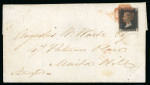 Stamp of Great Britain » 1840 1d Black and 1d Red plates 1a to 11 1840, 1d black pl.10 AB with four margins on wrapper tied by a red MC