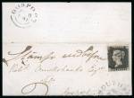 Stamp of Great Britain » 1840 1d Black and 1d Red plates 1a to 11 1840, 1d black pl.7 AD on part lettersheet with black MC, endorsed in manuscript "Stamp used before"
