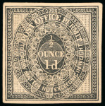 Stamp of Great Britain » 1839 Treasury Competition Whiting "Post Office Permit" 1/2 ounce 1d essay in black