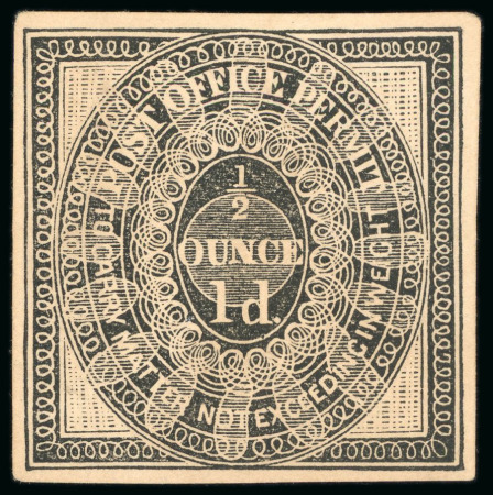 Stamp of Great Britain » 1839 Treasury Competition Whiting "Post Office Permit" 1/2 ounce 1d essay in black