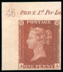 Stamp of Great Britain » 1841 1d Red 1841 1d red-brown pl.46 imprimatur lettered "AA" corner marginal