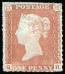 Stamp of Great Britain » 1841 1d Red 1848 Archer Roulette 1d red-brown QH mint