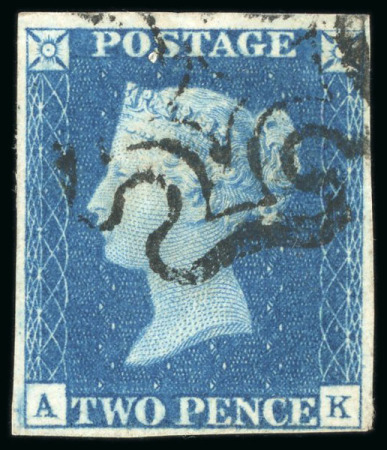 Stamp of Great Britain » 1840 2d Blue (ordered by plate number) 1840 2d blue pl.2 AK with close to very good margins, used