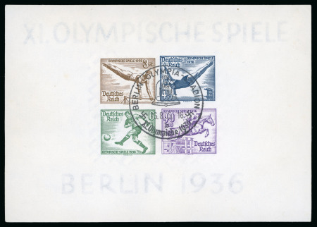 Stamp of Olympics » 1936 Berlin » Stamps 1936 Berlin IMPERFORATE miniature sheet (Mi. Block no.5) with Olympic cancel