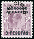 Stamp of Morocco Agencies (British Post Offices) » Spanish Currency 1907-12 5c on 1/2d to 12p on 10s mint n.h. set of 12 with "SPECIMEN" horseshoe overprint