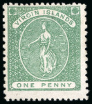 Stamp of British Virgin Islands 1866, 1d green perf. 15x12, unused no gum