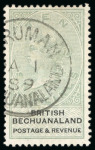 Stamp of Bechuanaland » British Bechuanaland 1888 Script VR 10s green and black, used with clear