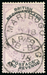Stamp of Bechuanaland » British Bechuanaland 1888 Orbs £1 lilac and black, used with two strikes
