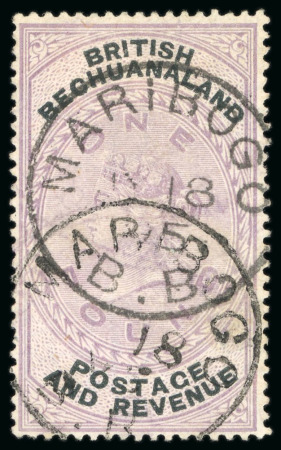Stamp of Bechuanaland » British Bechuanaland 1888 Orbs £1 lilac and black, used with two strikes