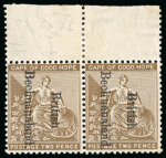 Stamp of Bechuanaland » British Bechuanaland 1893-95 2d bistre, mint top sheet marginal pair, position
