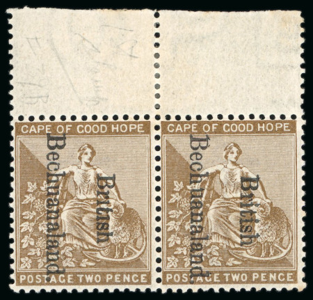 Stamp of Bechuanaland » British Bechuanaland 1893-95 2d bistre, mint top sheet marginal pair, position